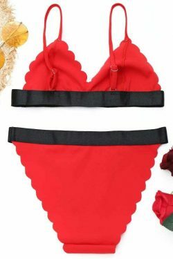 Y2K Aesthetic Scalloped Bikini Set - Trendy Women's Fashion for Coquette and Grunge Styles