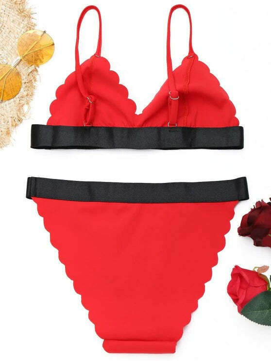 Y2K Aesthetic Scalloped Bikini Set - Trendy Women's Fashion for Coquette and Grunge Styles Y2K Aesthetic Scalloped Bikini Set - Trendy Women's Fashion for Coquette and Grunge Styles