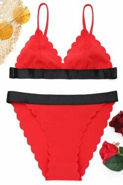 Y2K Aesthetic Scalloped Bikini Set - Trendy Women's Fashion for Coquette and Grunge Styles