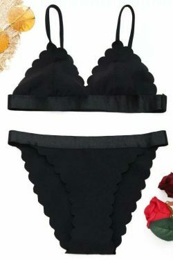 Y2K Aesthetic Scalloped Bikini Set - Trendy Women's Fashion for Coquette and Grunge Styles