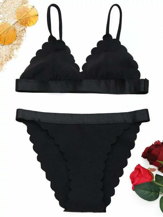 Y2K Aesthetic Scalloped Bikini Set - Trendy Women's Fashion for Coquette and Grunge Styles Y2K Aesthetic Scalloped Bikini Set - Trendy Women's Fashion for Coquette and Grunge Styles