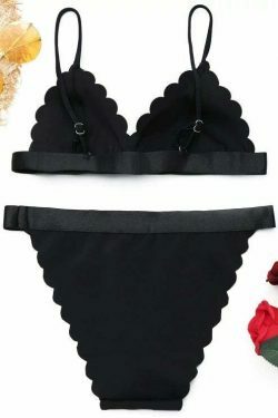 Y2K Aesthetic Scalloped Bikini Set - Trendy Women's Fashion for Coquette and Grunge Styles