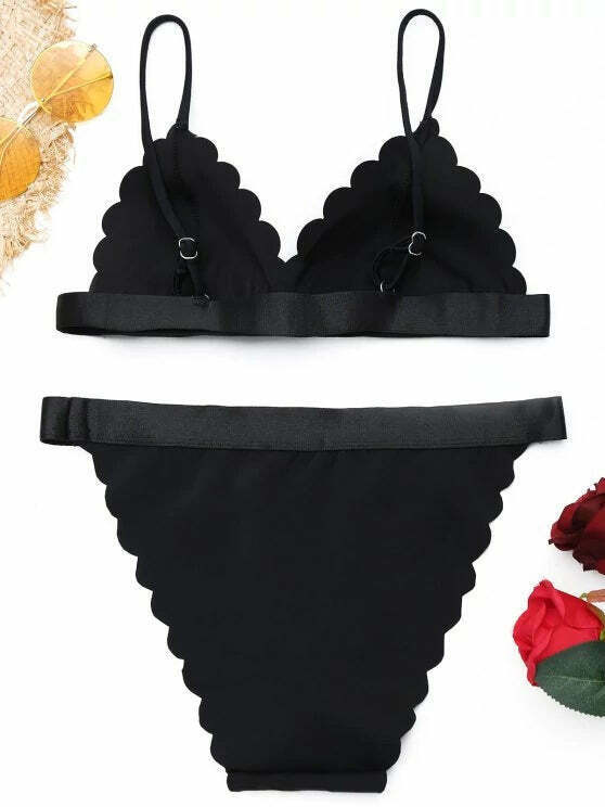 Y2K Aesthetic Scalloped Bikini Set - Trendy Women's Fashion for Coquette and Grunge Styles Y2K Aesthetic Scalloped Bikini Set - Trendy Women's Fashion for Coquette and Grunge Styles
