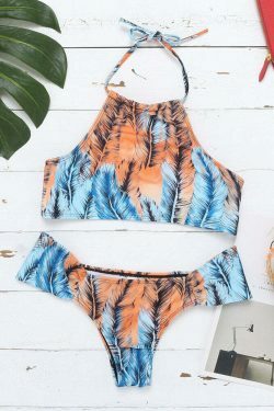 Y2K Aesthetic Scoop Back String Halter Bikinis - Women's Fashion Swimsuits