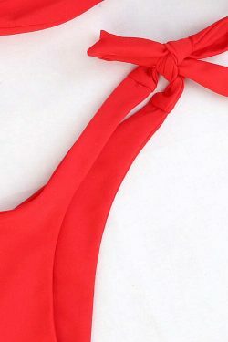 Y2K Aesthetic Scrunch Butt Thong Bikini with Knot Detail