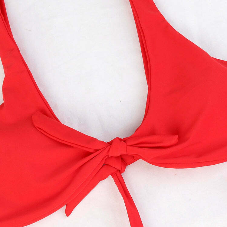 Y2K Aesthetic Scrunch Butt Thong Bikini with Knot Detail Y2K Aesthetic Scrunch Butt Thong Bikini with Knot Detail