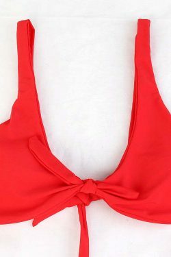 Y2K Aesthetic Scrunch Butt Thong Bikini with Knot Detail