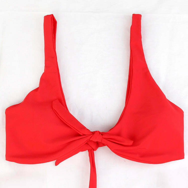 Y2K Aesthetic Scrunch Butt Thong Bikini with Knot Detail Y2K Aesthetic Scrunch Butt Thong Bikini with Knot Detail