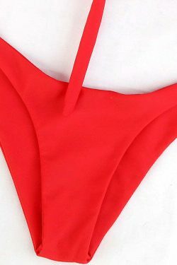 Y2K Aesthetic Scrunch Butt Thong Bikini with Knot Detail