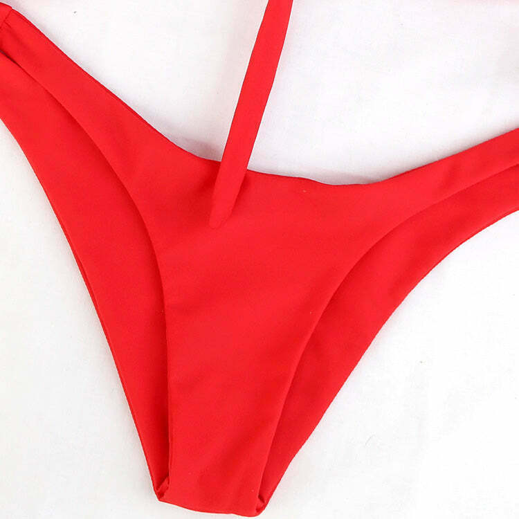 Y2K Aesthetic Scrunch Butt Thong Bikini with Knot Detail Y2K Aesthetic Scrunch Butt Thong Bikini with Knot Detail