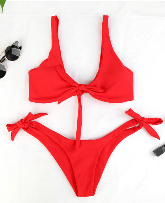 Y2K Aesthetic Scrunch Butt Thong Bikini with Knot Detail Y2K Aesthetic Scrunch Butt Thong Bikini with Knot Detail