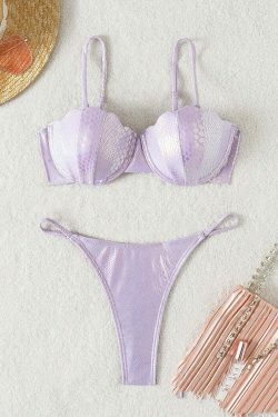 Y2K Aesthetic Sequins Swimsuit Bikini for Women - Coquette Style Grunge Fashion