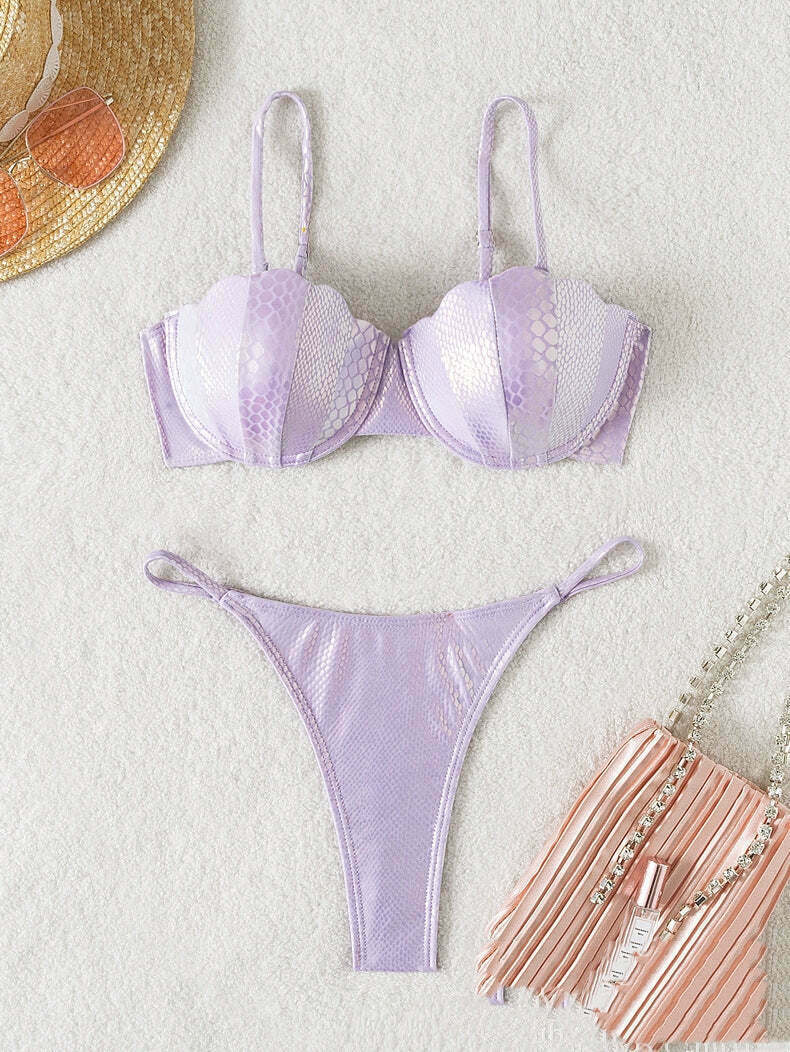 Y2K Aesthetic Sequins Swimsuit Bikini for Women - Coquette Style Grunge Fashion Y2K Aesthetic Sequins Swimsuit Bikini for Women - Coquette Style Grunge Fashion