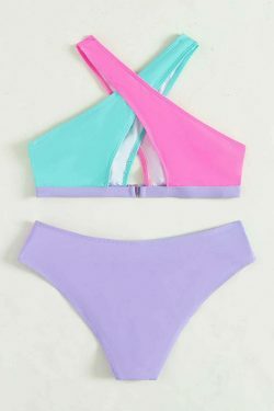 Y2K Aesthetic Sexy Cross Color Matching Women's Bikini