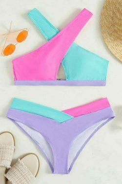 Y2K Aesthetic Sexy Cross Color Matching Women's Bikini