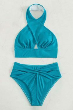 Y2K Aesthetic Sexy Cross Neck Beach Bikini - Retro Style Swimwear for Women