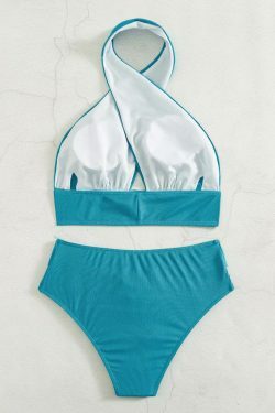 Y2K Aesthetic Sexy Cross Neck Beach Bikini - Retro Style Swimwear for Women