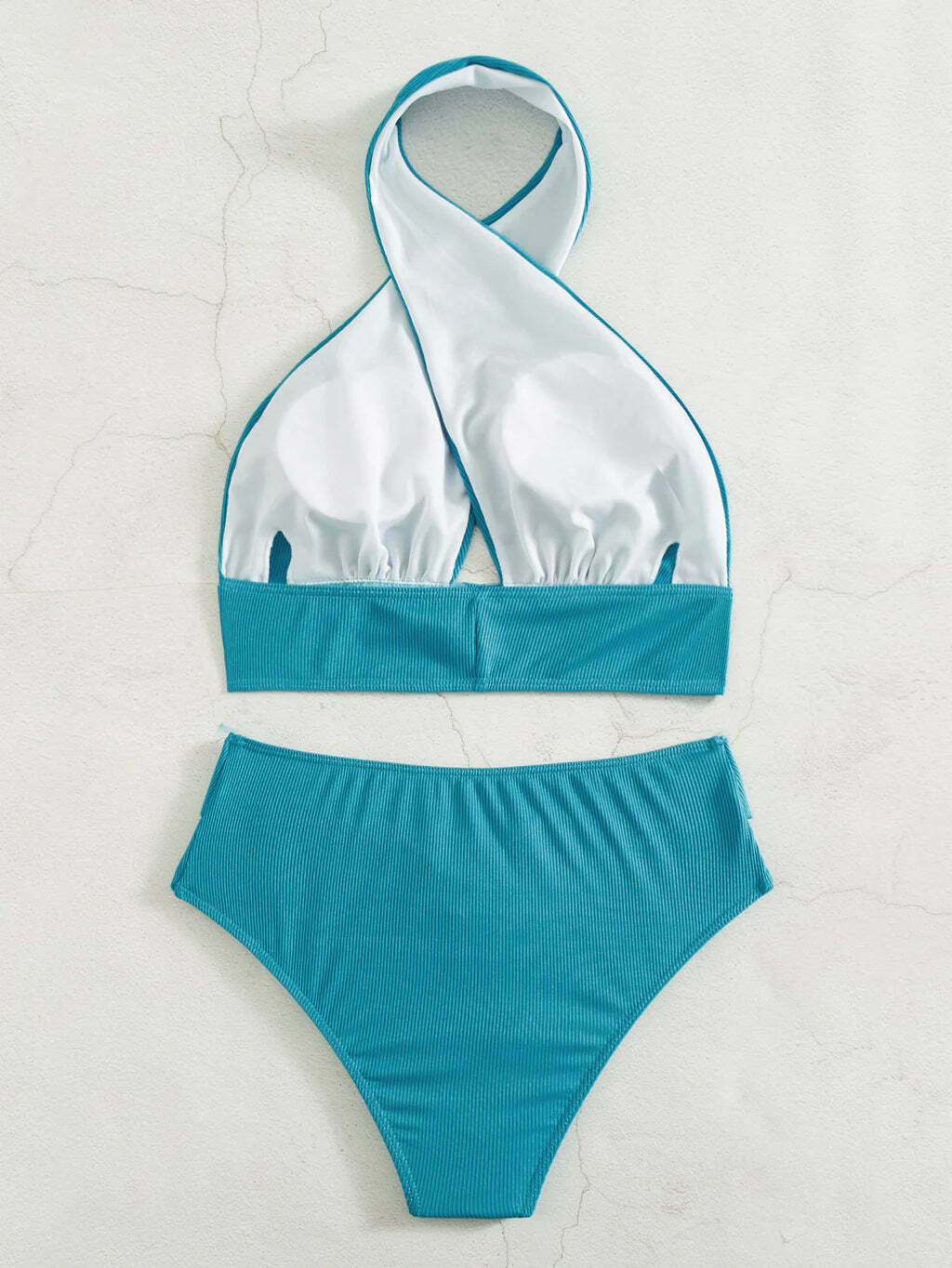 Y2K Aesthetic Sexy Cross Neck Beach Bikini - Retro Style Swimwear for Women