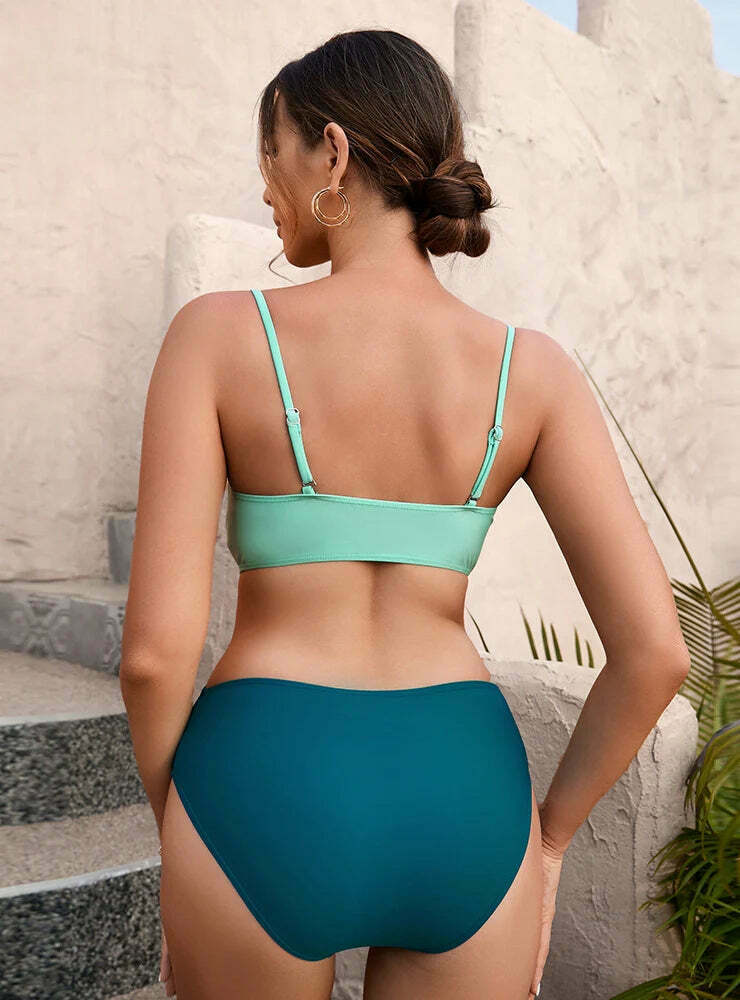 Y2K Aesthetic Sexy Openwork Color Matching One-Piece Swimsuit