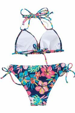 Y2K Aesthetic Sexy Print Strap Pleated Swimsuit Bikini for Women - Coquette Fashion