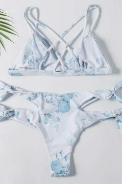 Y2K Aesthetic Sexy Print Wrap String Bikini - Niche Women Fashion