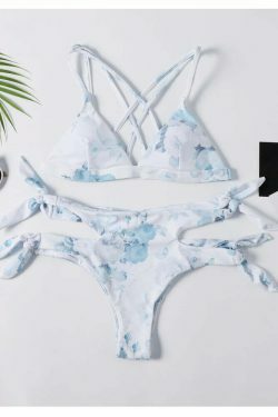 Y2K Aesthetic Sexy Print Wrap String Bikini - Niche Women Fashion
