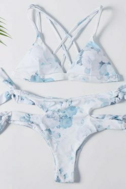 Y2K Aesthetic Sexy Print Wrap String Bikini - Niche Women Fashion