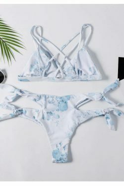 Y2K Aesthetic Sexy Print Wrap String Bikini - Niche Women Fashion