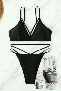 Y2K Aesthetic Sexy Sling Hollow Beach Split Swimsuit