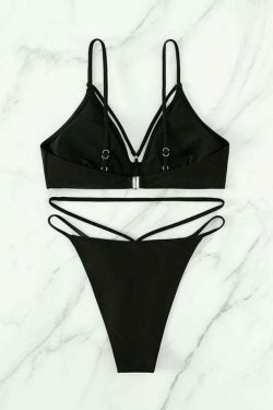 Y2K Aesthetic Sexy Sling Hollow Beach Split Swimsuit