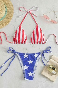 Y2K Aesthetic Sexy Stripe Two Piece Bikini for Niche Women Fashion
