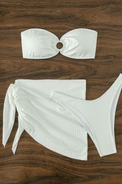 Y2K Aesthetic Sexy Tube Top Bikini Set for Beach - Coquette Style