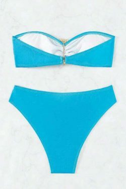 Y2K Aesthetic Sexy Tube Top Solid Color Bikini for Niche Women Fashion