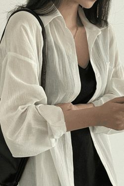 Y2K Aesthetic Sheer Long Sleeve Blouse - Coquette Style Grunge Fashion - Cute Tops for Women