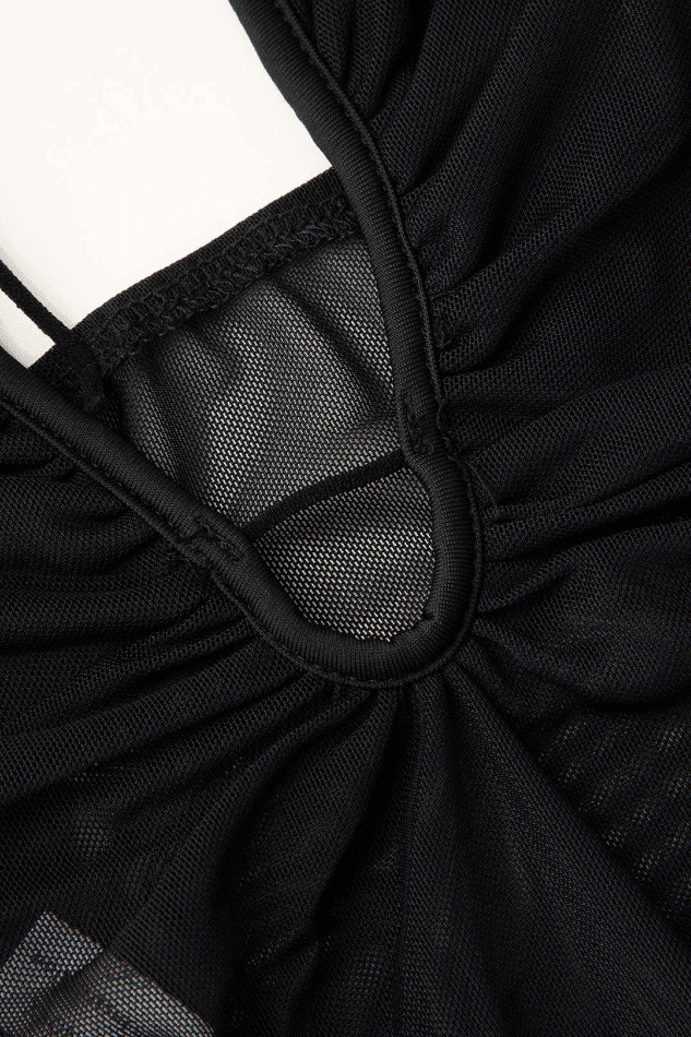 Y2K Aesthetic Sheer Mesh Strappy Cut Out Bodysuit for Women - Coquette & Grunge Style Fashion Y2K Aesthetic Sheer Mesh Strappy Cut Out Bodysuit for Women - Coquette & Grunge Style Fashion