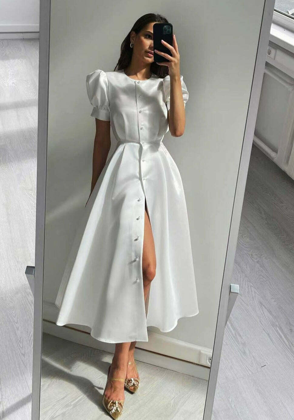 Y2K Aesthetic Short-Sleeved A-Line Dress - Coquette Style with Grunge & Pastel Goth Vibes