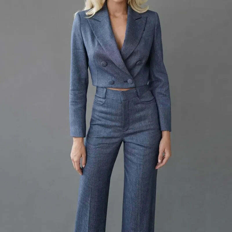 Y2K Aesthetic Short Jacket Pants Suit for Women - Coquette & Grunge Style Outfit