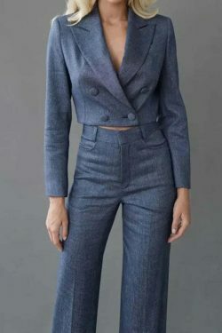 Y2K Aesthetic Short Jacket Pants Suit for Women - Coquette & Grunge Style Outfit