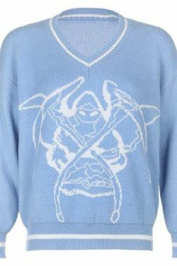 Y2K Aesthetic Skull Knit Sweaters for Women - Coquette & Grunge Style Fashion Tops