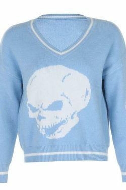 Y2K Aesthetic Skull Knit Sweaters for Women - Coquette & Grunge Style Fashion Tops