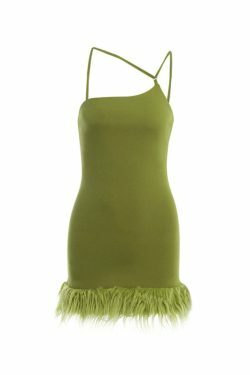 Y2K Aesthetic Slanted Shoulder Burr Hem Mini Dress for Women - Coquette & Grunge Style