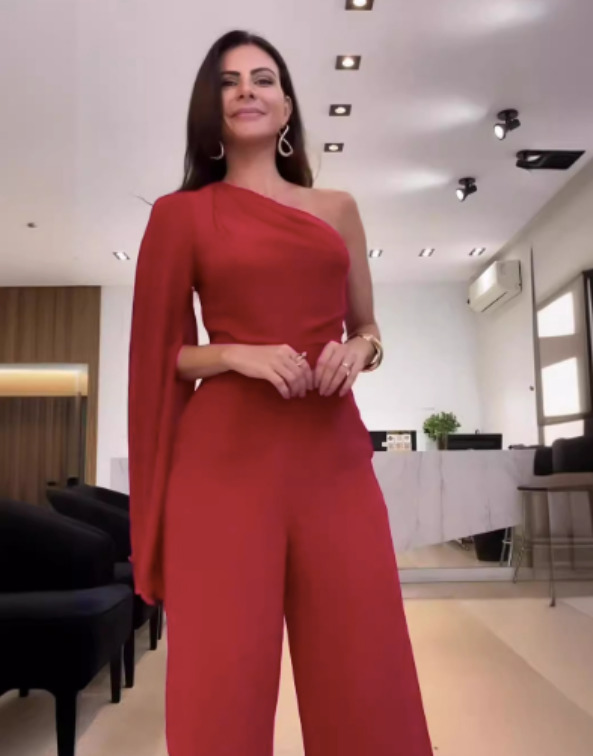 Y2K Aesthetic Slanted Shoulder Wide Leg Jumpsuit for Women - Coquette Style Grunge Fashion Y2K Aesthetic Slanted Shoulder Wide Leg Jumpsuit for Women - Coquette Style Grunge Fashion