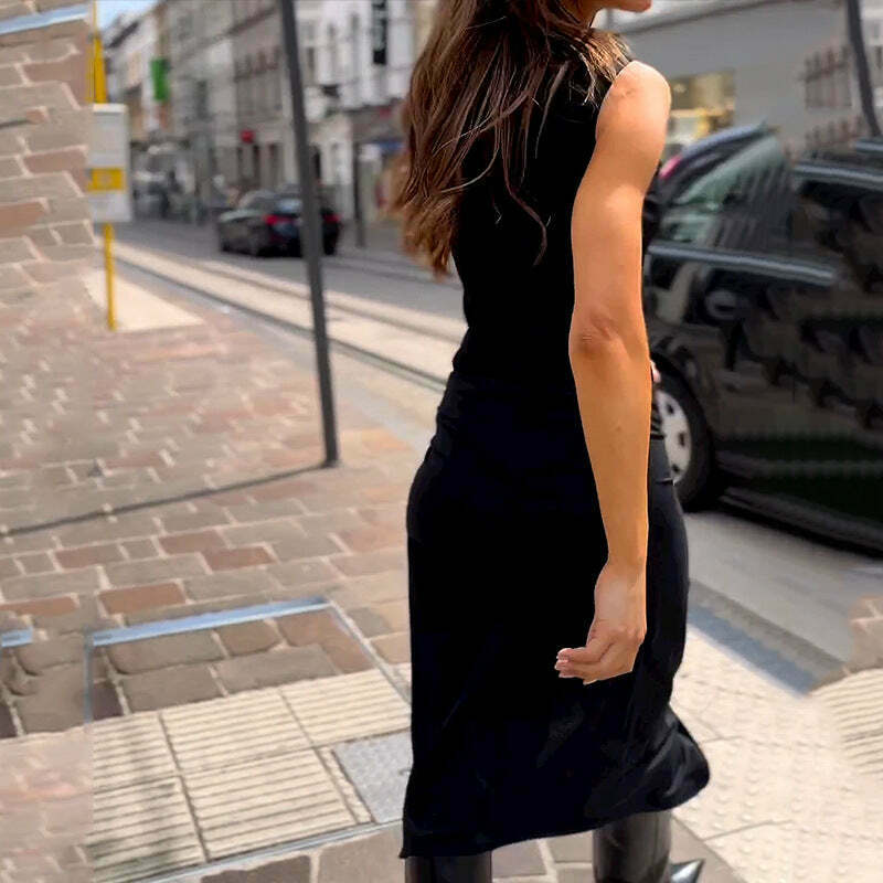 Y2K Aesthetic Sleeveless Black Pleated Dress - Coquette Style Cargo Skirt Outfit Y2K Aesthetic Sleeveless Black Pleated Dress - Coquette Style Cargo Skirt Outfit