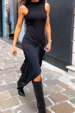 Y2K Aesthetic Sleeveless Black Pleated Dress - Coquette Style Cargo Skirt Outfit