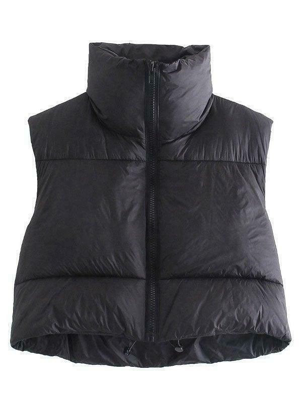 Y2K Aesthetic Sleeveless Cropped Puffer Jacket in Coquette Style Y2K Aesthetic Sleeveless Cropped Puffer Jacket in Coquette Style