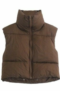 Y2K Aesthetic Sleeveless Cropped Puffer Jacket in Coquette Style
