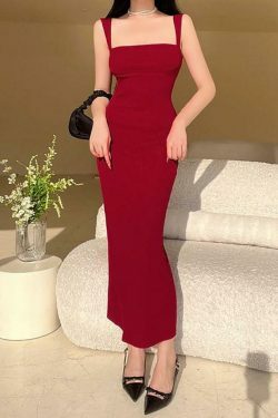 Y2K Aesthetic Sleeveless Maxi Sheath Dress - Coquette Grunge Pastel Goth