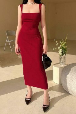 Y2K Aesthetic Sleeveless Maxi Sheath Dress - Coquette Grunge Pastel Goth