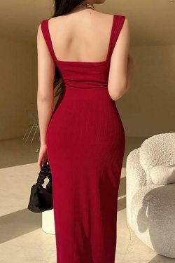 Y2K Aesthetic Sleeveless Maxi Sheath Dress - Coquette Grunge Pastel Goth