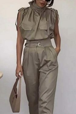 Y2K Aesthetic Sleeveless Turtle Neck Suit - Coquette Grunge with Old Money Elegance